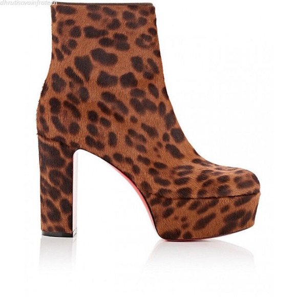 Christian Louboutin Protoboot 110 Black Leopard Platform Heel Bootie 35.5 - Picture 1 of 11